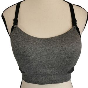 Auden Lightly Lined Yoga Nursing Bra Grey & Black - Sz M